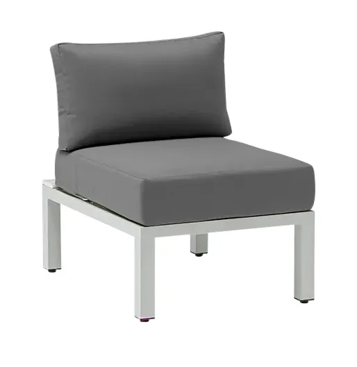 G & A 8401 Ravello Lounge Chair, Indoor/Outdoor Use, Grey Cushions, Synthetic White Wash Teak Finish, Grey Aluminum Frame, Nylon Floor Glides