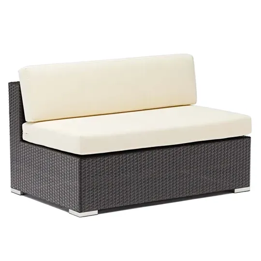 G & A 8502 Siena Lounge Double Seat Loveseat, Ivory Cushions, Resin Wicker, Espresso Finish