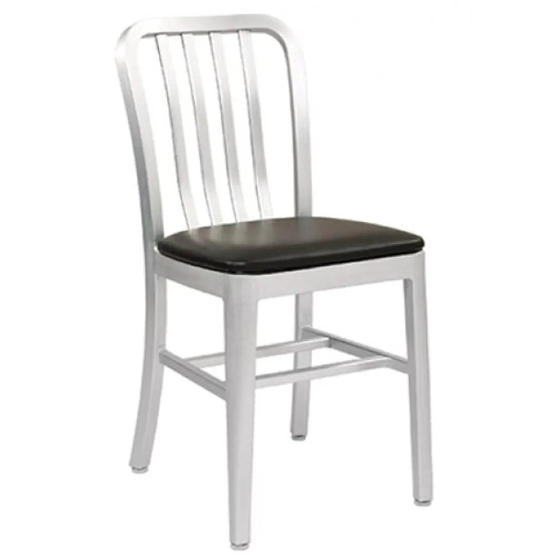 G & A 870PS Indoor/Outdoor Classic Side Chair with Slat Back and Brushed Aluminum Finish