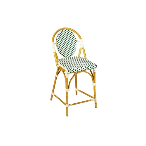 G & A 908 Marina Barstool, Stacking, Woven Nylon Back & Seat, All-Weather Aluminum Frame