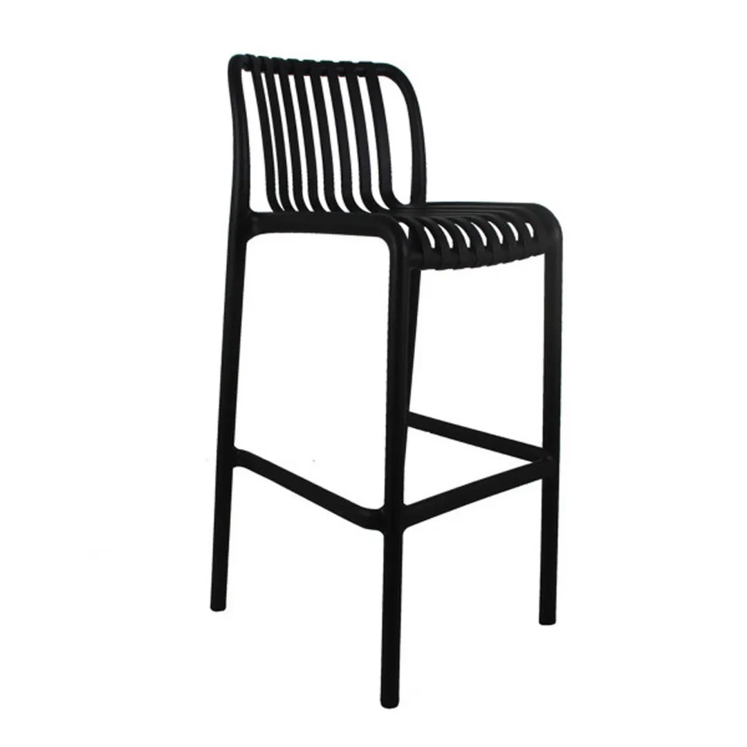 G & A 911 Commercial Outdoor Barstool, Resin Back and Seat, Armless Design, Footrest