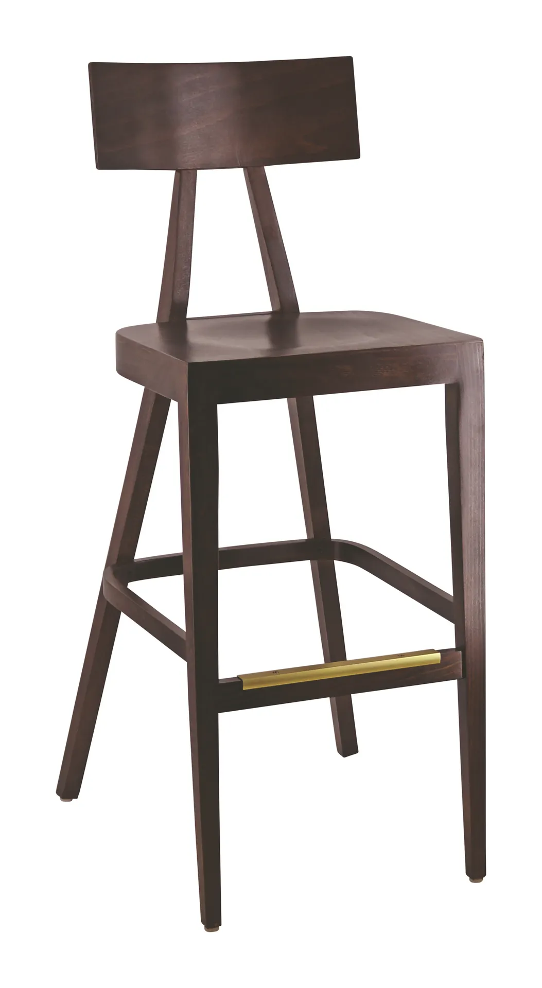 G & A 9641-PS Rivelli Stackable Barstool with Solid Wood Back, Upholstered Padded Seat, European Beechwood Frame, Walnut Finish