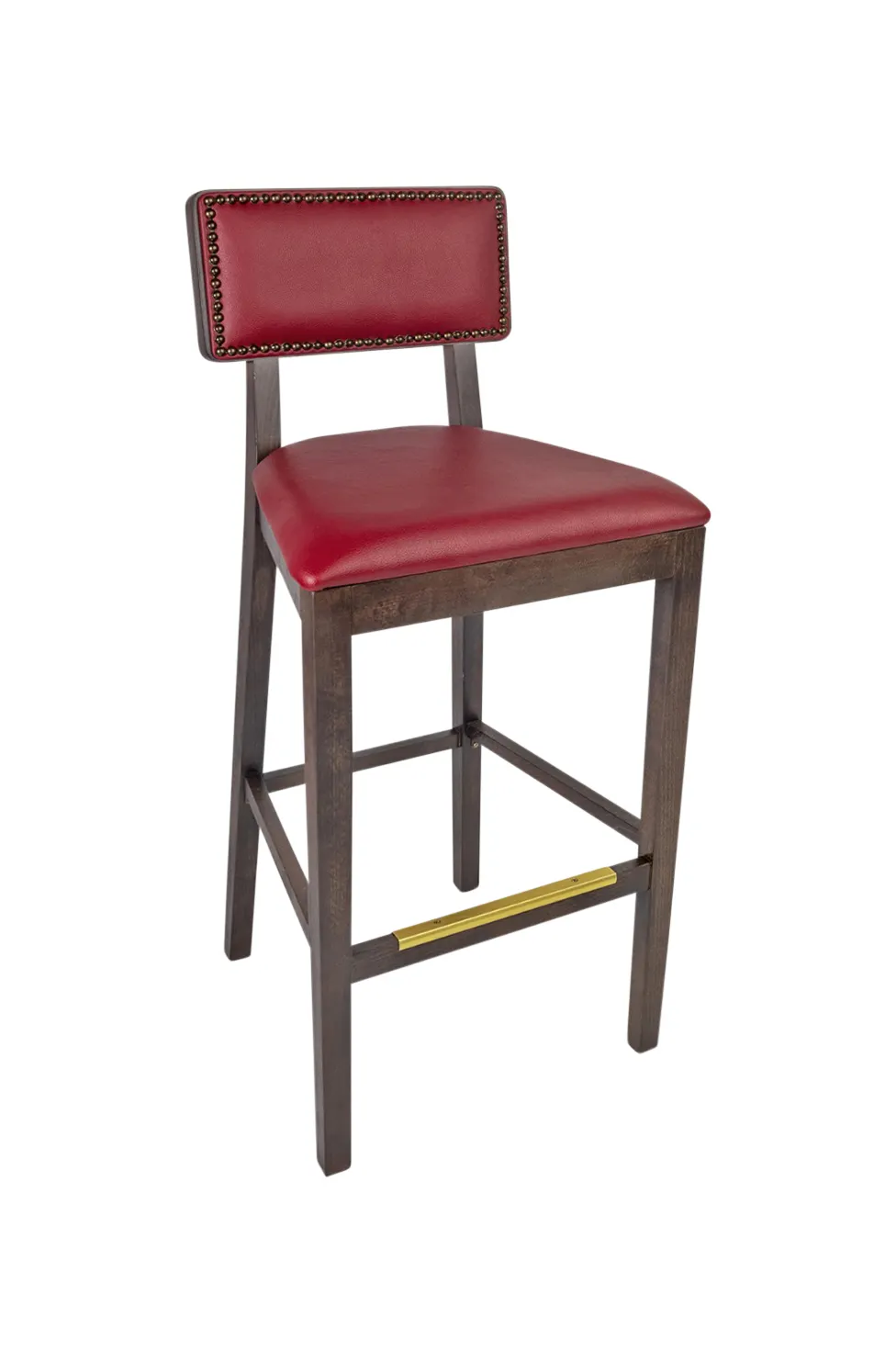 G & A 9648-FP Nova Barstool – Upholstered Seat & Back, Walnut Finish, Beechwood Frame, Armless, Cut‑Out Back