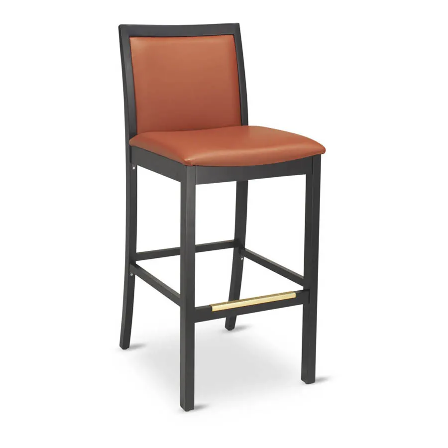 G & A 9655 Remy Barstool, Upholstered Padded Back & Seat, European Beechwood Frame, Armless, Mortise & Tenon Construction