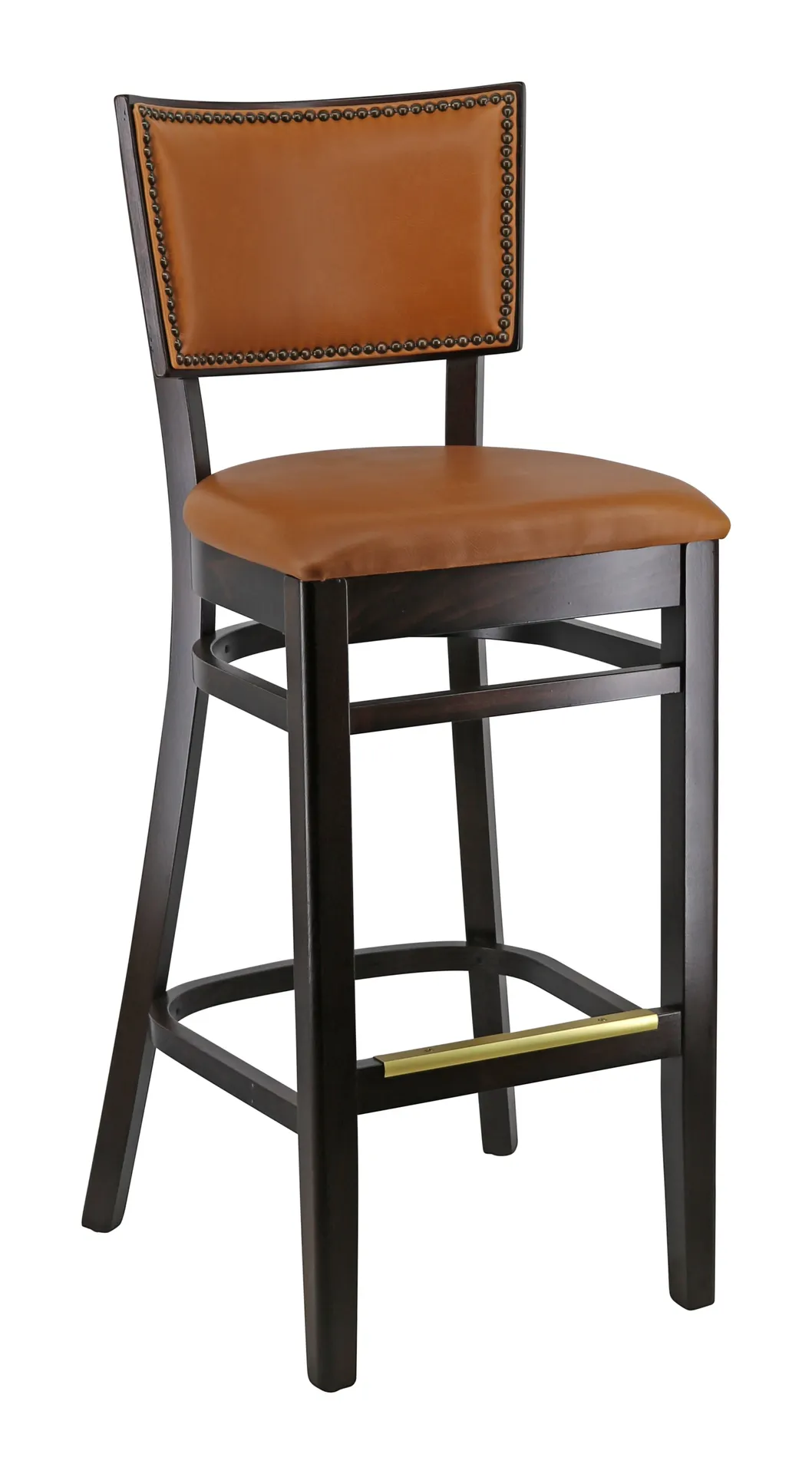 G & A 9681-FP Elton Barstool – Upholstered padded back & seat, European beechwood frame, plastic glides