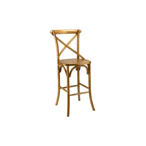 G & A 9688VS Barstool with Cross Back, Veneer Seat, Oak Bentwood Frame, Footrest, Non-Marring Glides