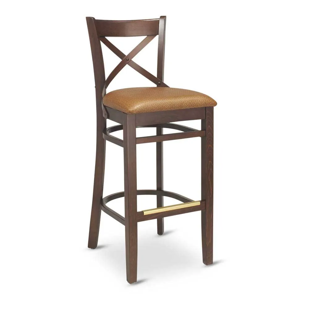 G & A 9877VS Provence Barstool – Cross‑Back, Veneer Seat, Beechwood Frame, Non‑Marring Plastic Glides