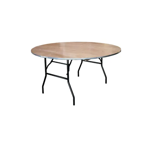 G & A BQT72R Banquet Folding Table, Round, 72" Diameter, 3/4" Thick Sealed Smooth Oak Plywood Top