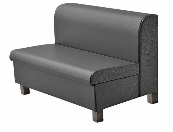 G & A QSU-S2 Single Plain Back Restaurant Booth, 48L x 25D x 29H, Upholstered Vinyl with Wood Legs