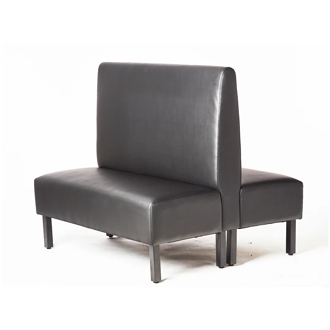 G & A QUICK SHIP LEGS-D-42 Double Booth, 48L x 42H, Upholstered Back & Seat, Dark Walnut Legs, Black Vinyl