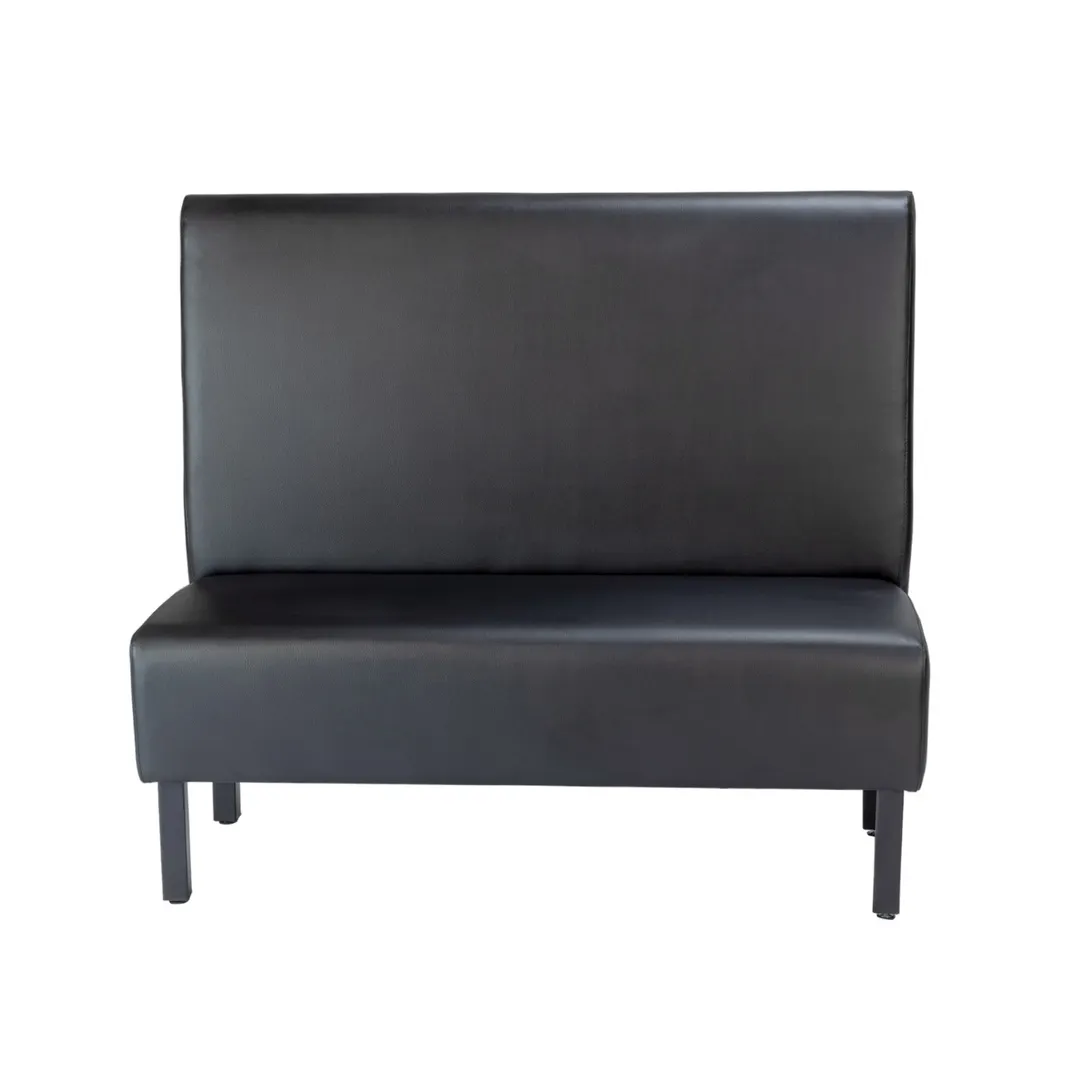G & A QUICK SHIP LEGS-S-42 Single Plain Back Booth, 48L x 42H, Upholstered Seat & Back, Dark Walnut Legs, Black Vinyl