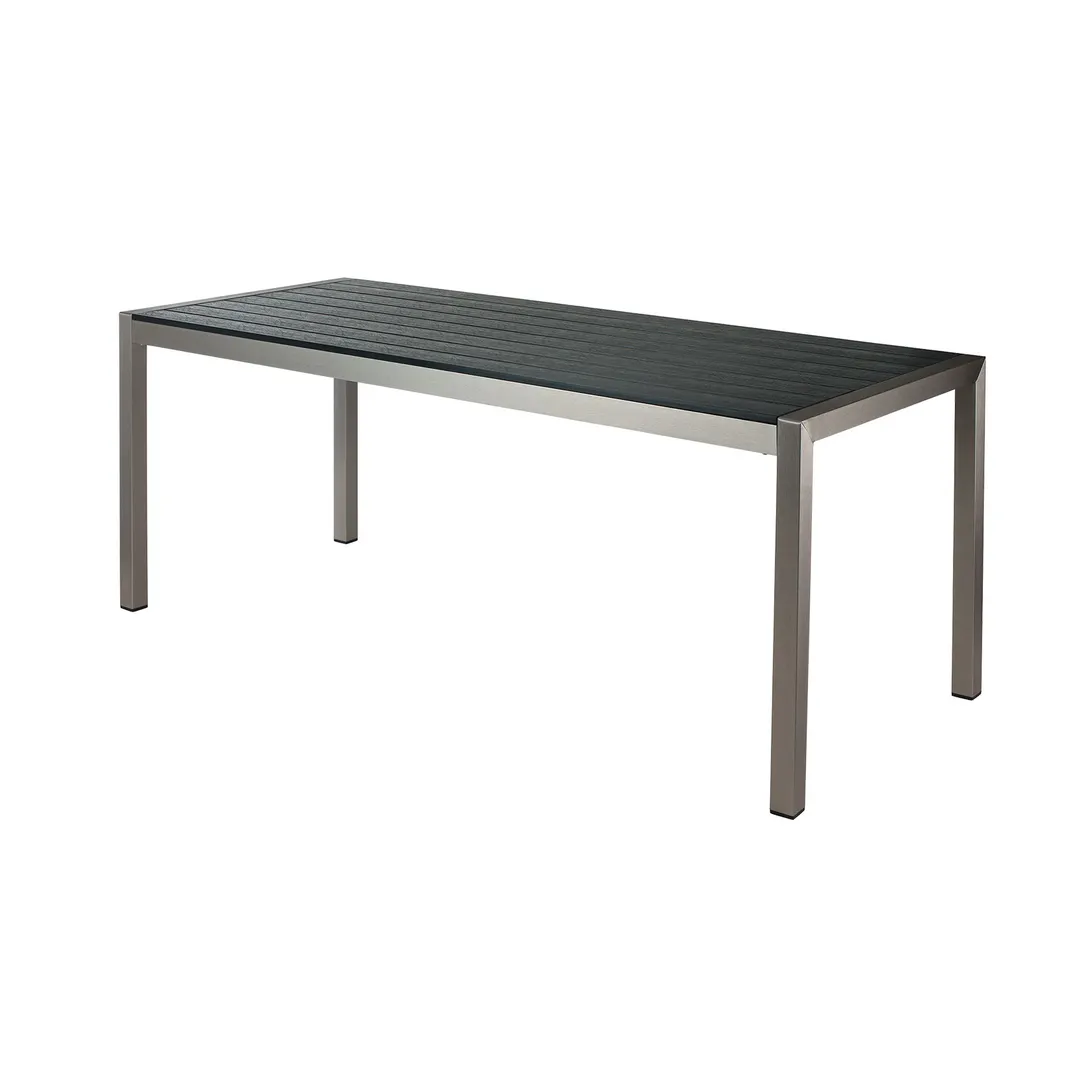 G & A STC3175 Rectangular Outdoor Dining Table, 31x75, Synthetic Teak Top, Brushed Aluminum Frame