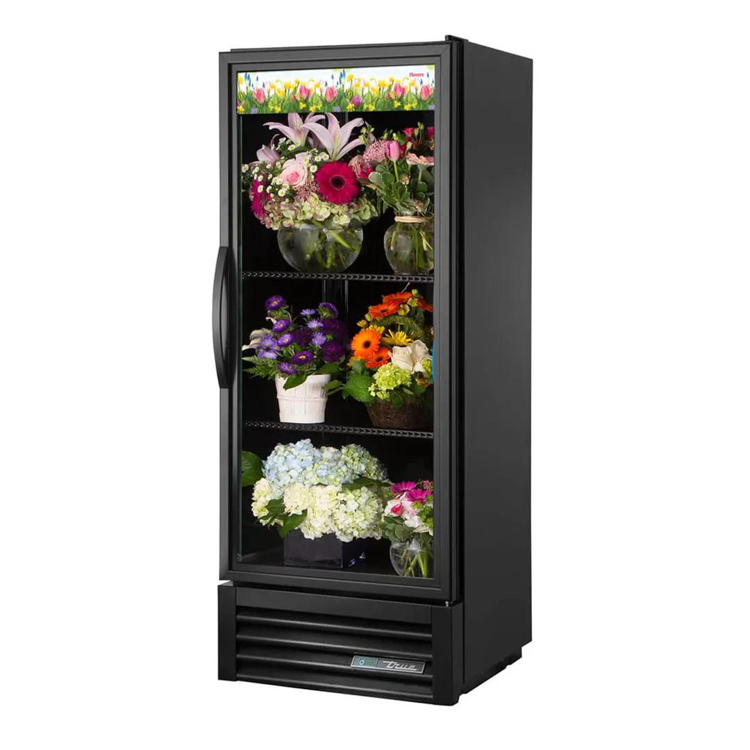 True GDM-12FC-HC~TSL01 24" Floral Merchandiser, Black Glass Door, 2 Shelves, 1/6 HP, ENERGY STAR®