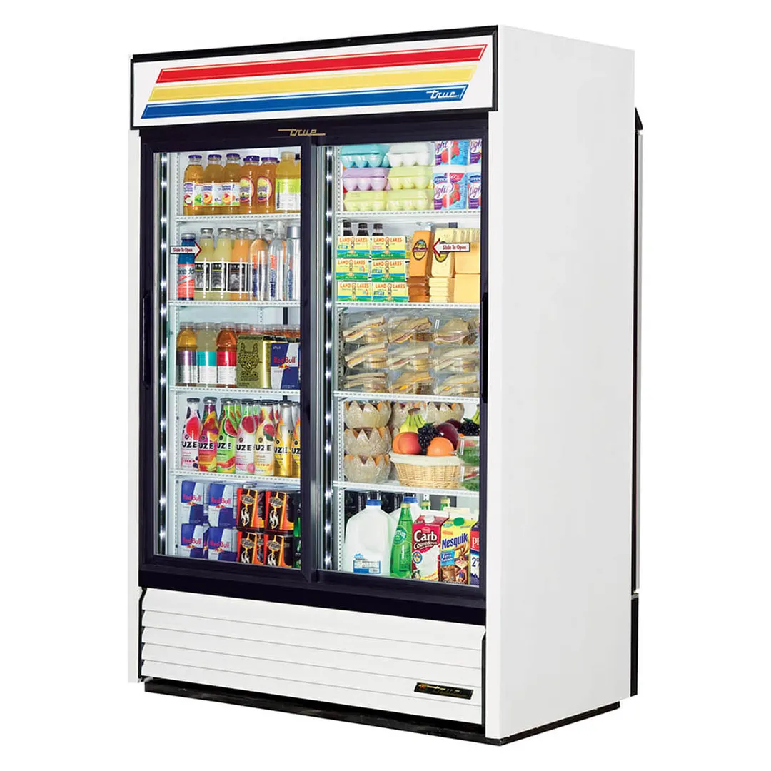 True GDM-47-HC-LD 54" 2-Section Glass Sliding Door Refrigerated Merchandiser, 44 Cu. Ft.