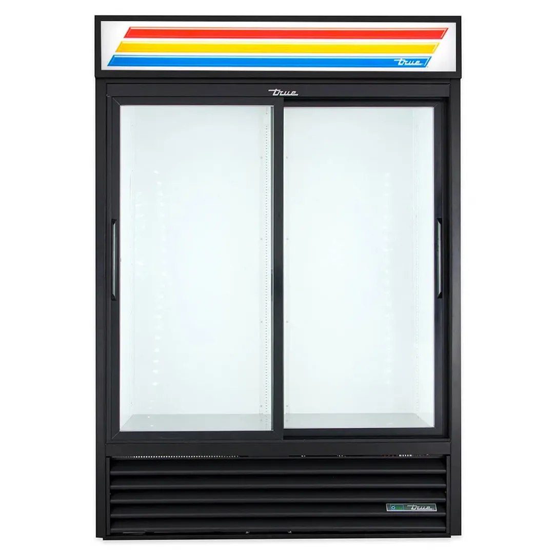 True GDM-47-HC-LD 54" 2-Section Glass Sliding Door Refrigerated Merchandiser, 44 Cu. Ft.