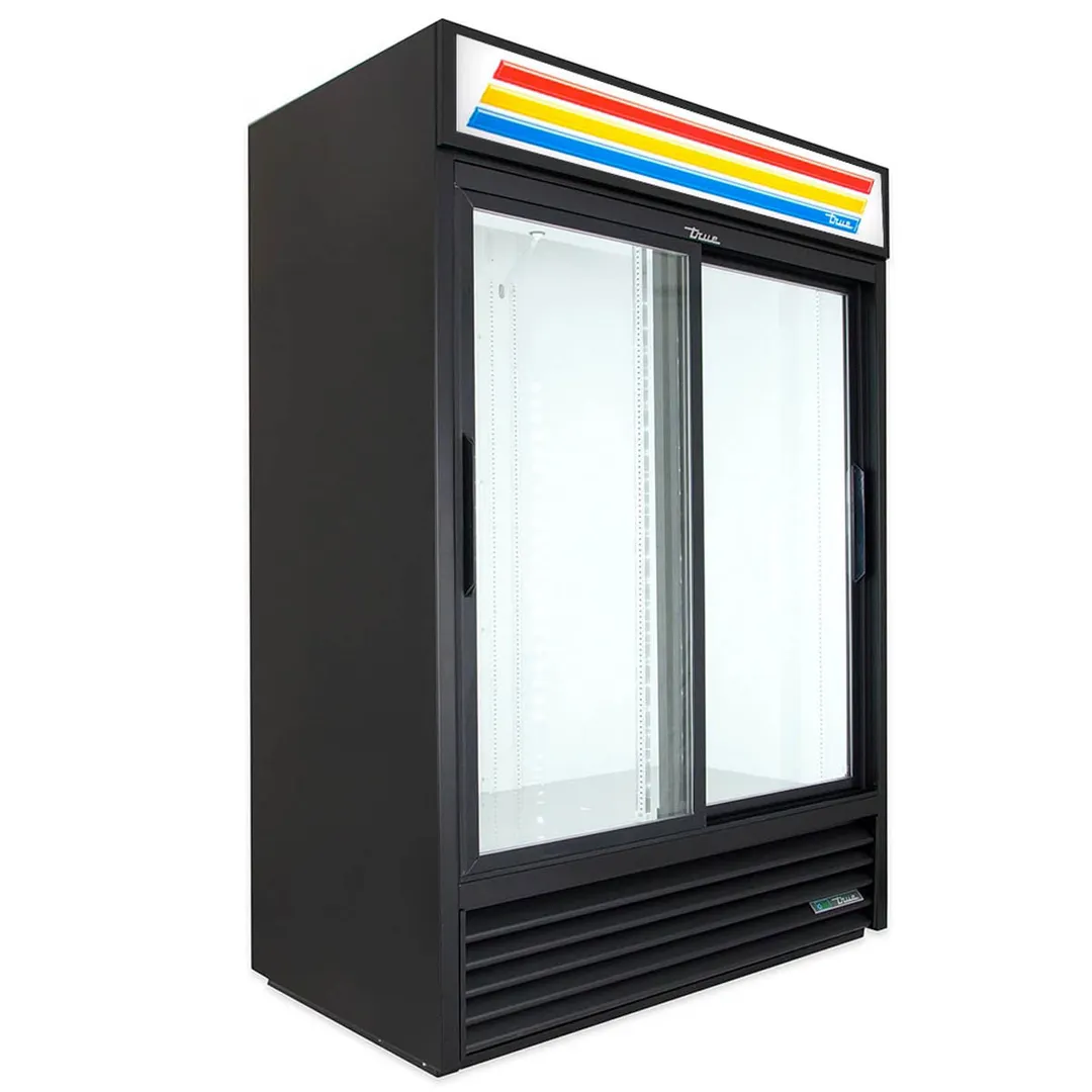 True GDM-47-HC-LD 54" 2-Section Glass Sliding Door Refrigerated Merchandiser, 44 Cu. Ft.