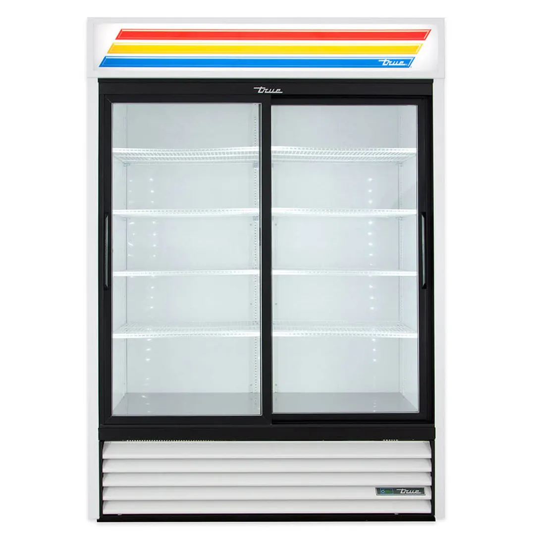 True GDM-47-HC-LD 54" 2-Section Glass Sliding Door Refrigerated Merchandiser, 44 Cu. Ft.