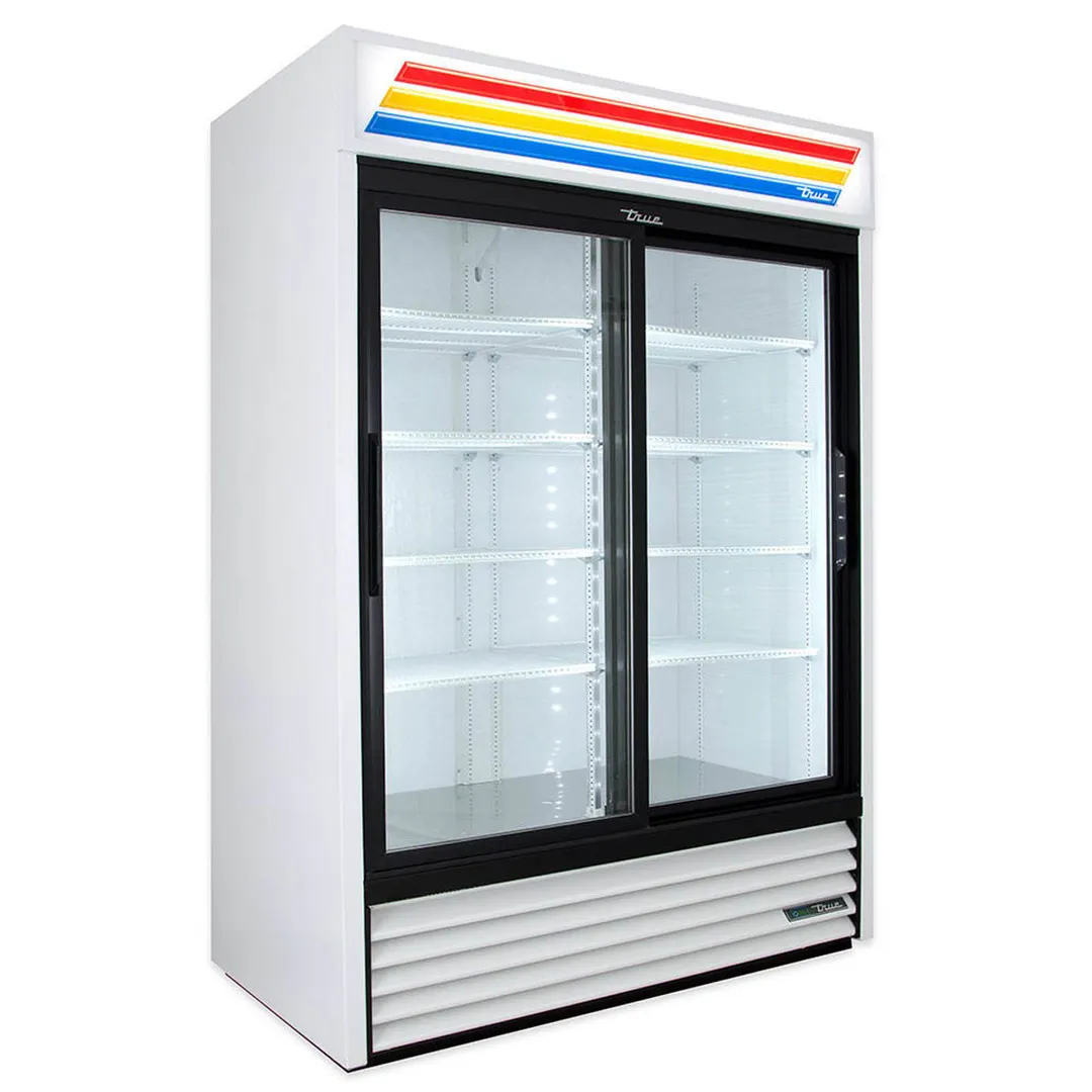 True GDM-47-HC-LD 54" 2-Section Glass Sliding Door Refrigerated Merchandiser, 44 Cu. Ft.