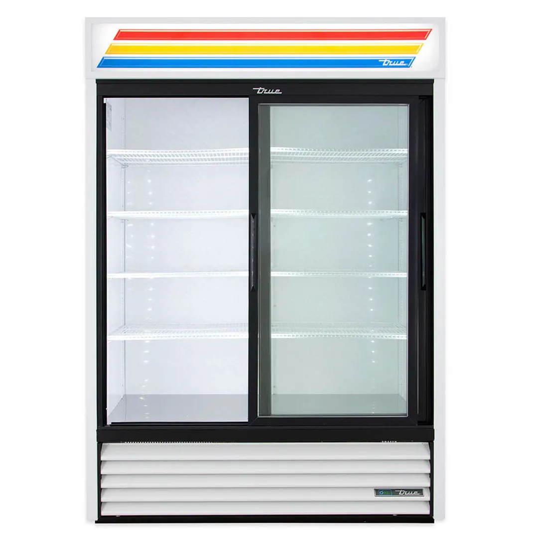True GDM-47-HC-LD 54" 2-Section Glass Sliding Door Refrigerated Merchandiser, 44 Cu. Ft.