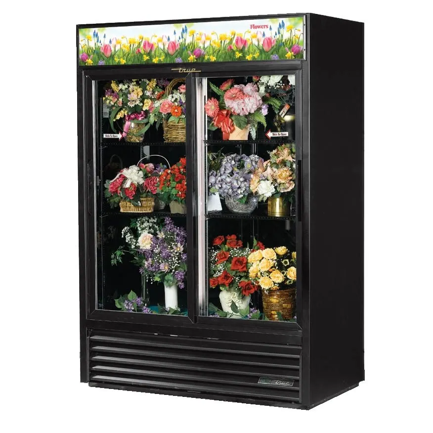 True GDM-47FC-HC-LD 54" Floral Merchandiser, Sliding Glass Doors, 4 Shelves, LED, R290, 1/2 HP, 115V
