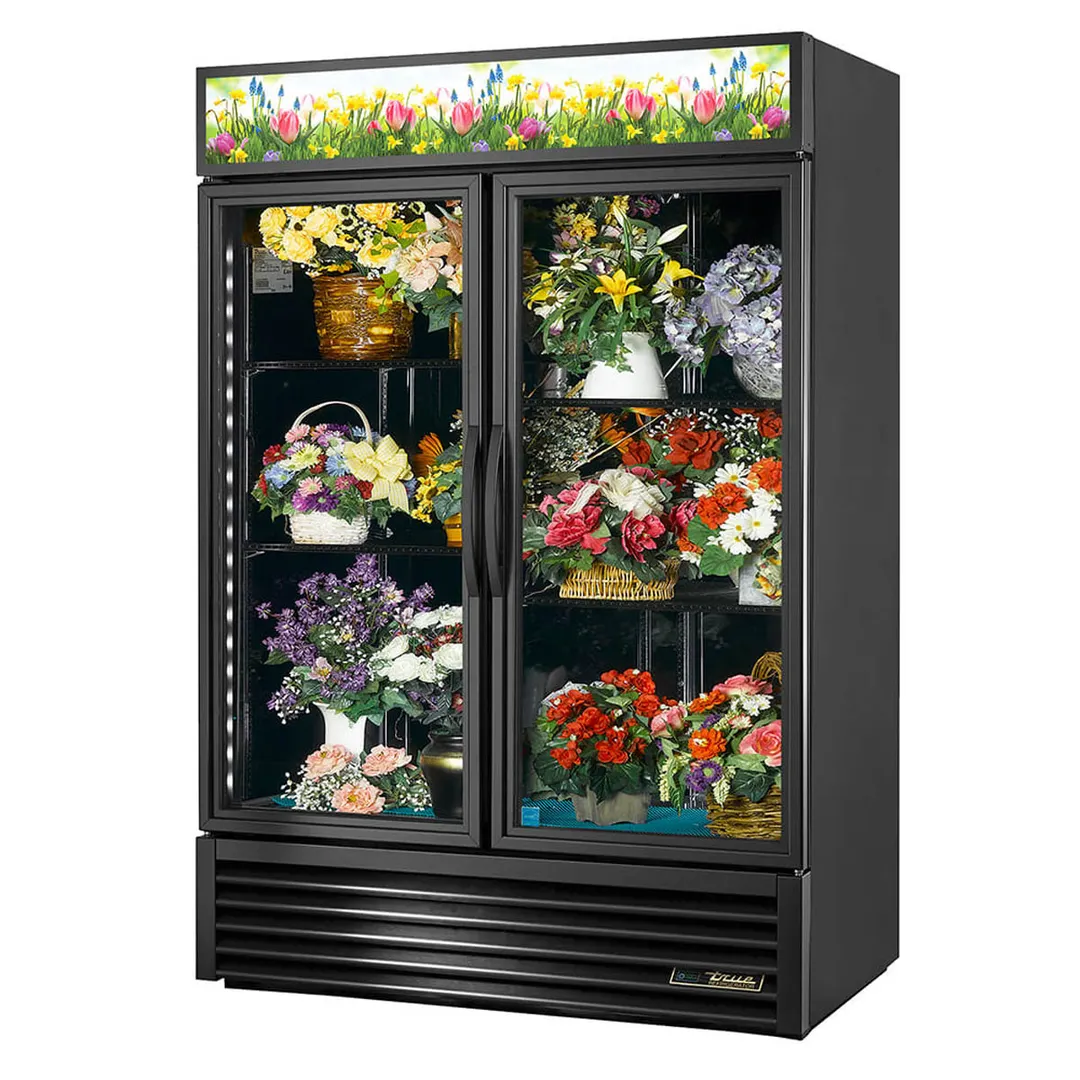 True GDM-49FC-HC~TSL01 54" 2 Glass Door Floral Merhandiser, w/ 4 Shelves