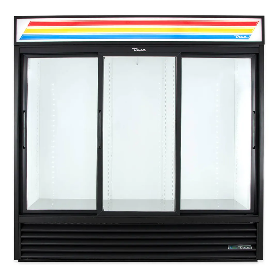True GDM-69-HC-LD 78" 3-Section Thermal Glass Sliding Door Refrigerated Merchandiser