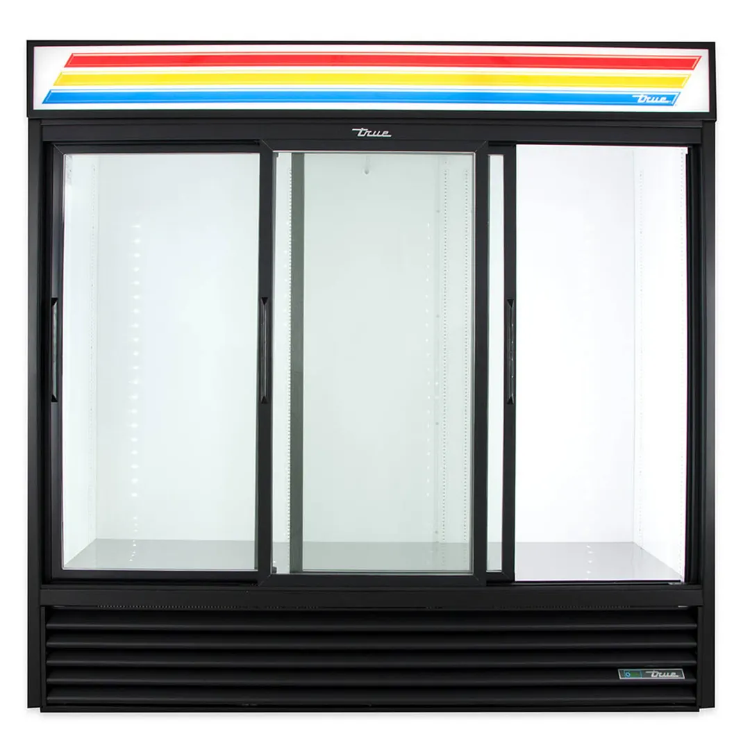 True GDM-69-HC-LD 78" 3-Section Thermal Glass Sliding Door Refrigerated Merchandiser
