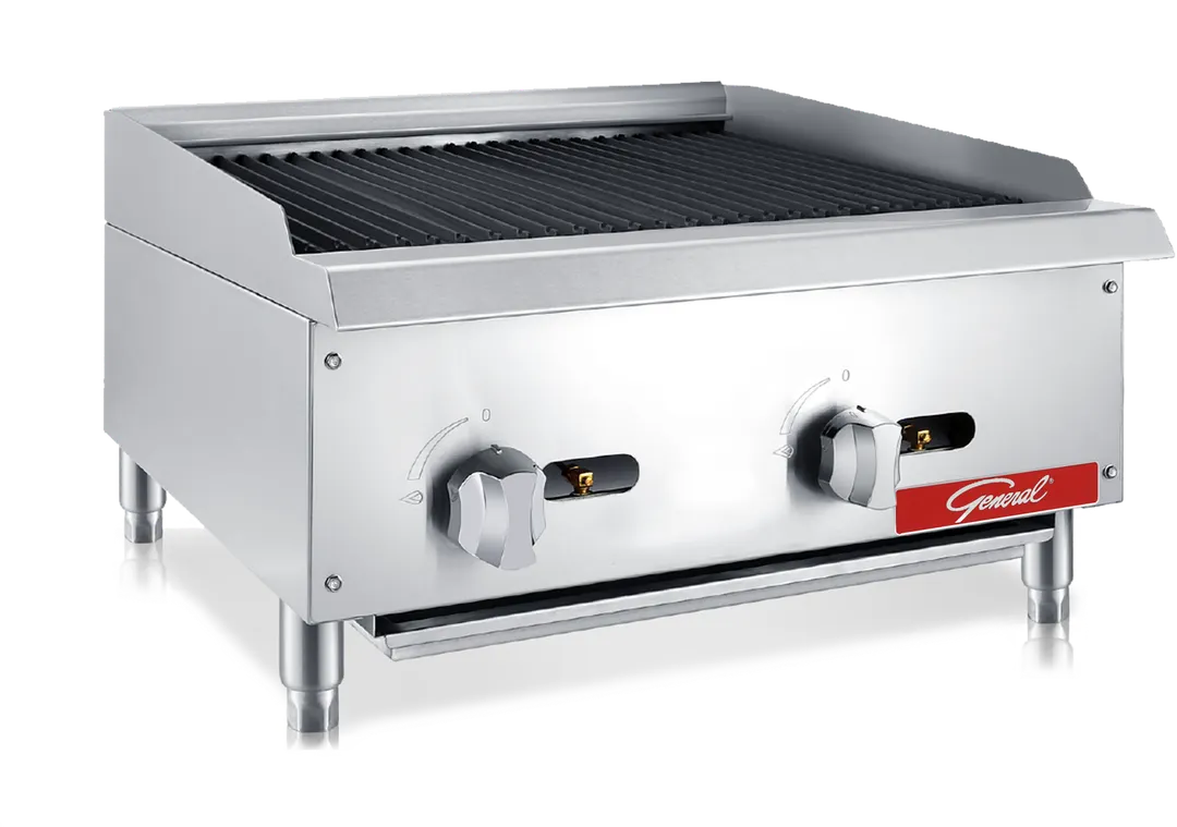 General GCCB-24NG 24" Countertop Gas Charbroiler with Manual Controls