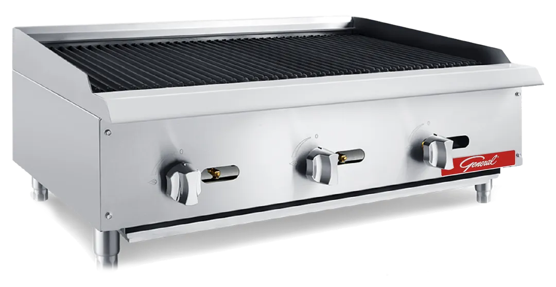 General GCCB-36LP 36" Countertop Gas Charbroiler with Manual Controls
