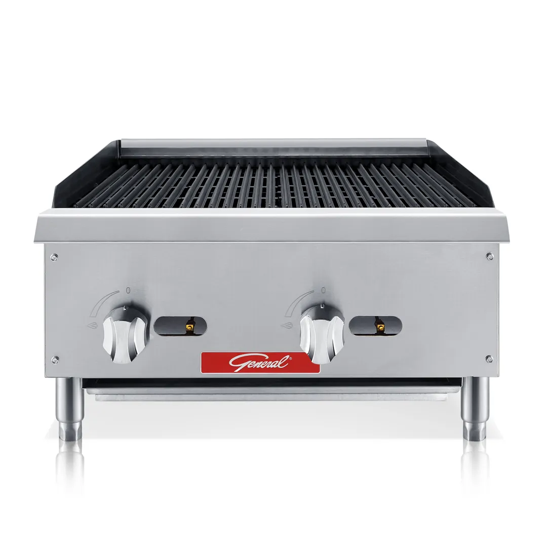 General GCRB-24LP 24" Countertop Gas Charbroiler with Manual Controls
