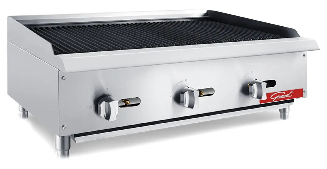 General GCRB-36LP 36" Countertop Gas Charbroiler with Manual Controls