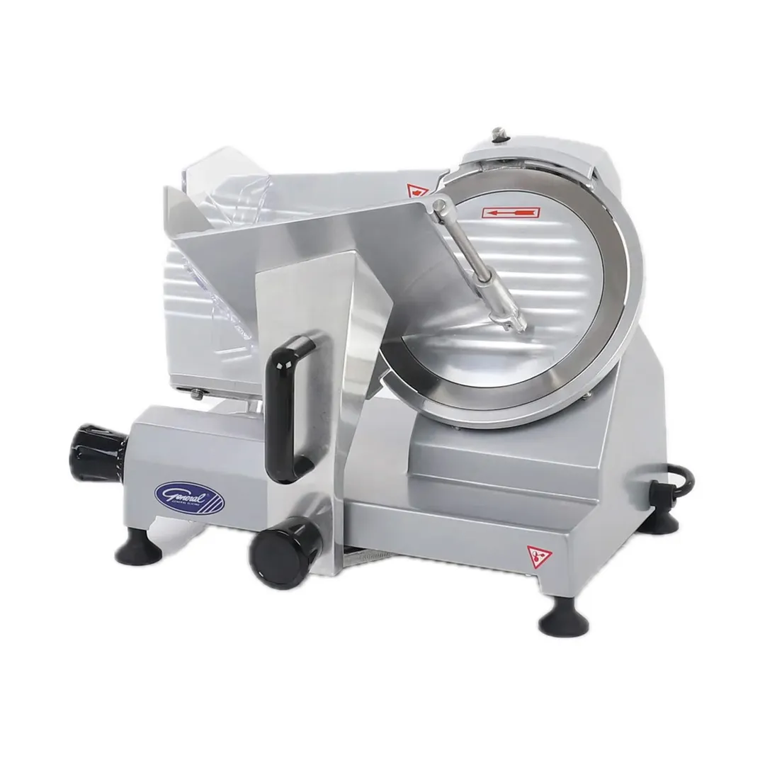 General GSE009 Commercial Meat Slicer – 9" Chrome Knife, 1/6 HP 120W, Belt Drive, Anodized Aluminum, 334 RPM