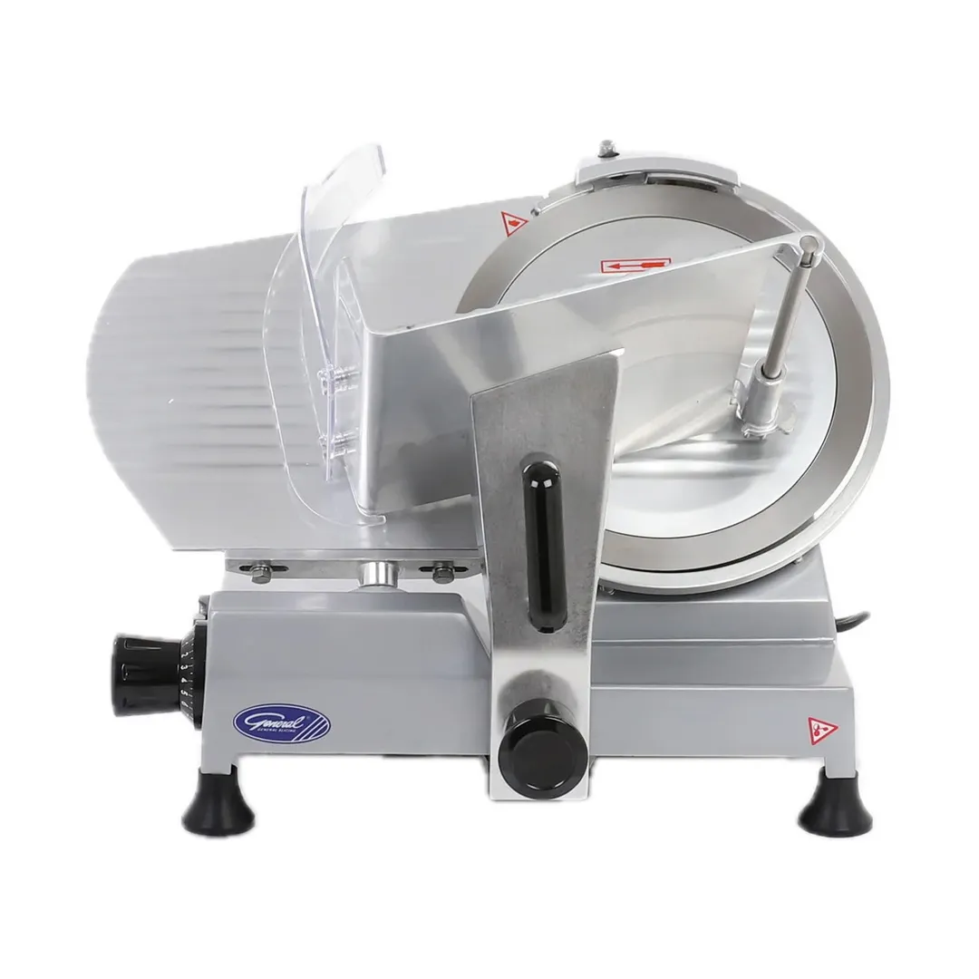 General GSE012 - Manual Gravity Feed Meat Slicer, 12" Blade, 1/3 HP Electric, 308 RPM, Anodized Aluminum, 250W, Belt Drive