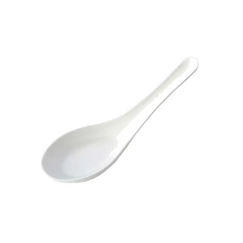 GET 020-3-W Chinese Soup Spoon 5-1/2"L Handle Melamine White, Break, Chip, Stain/Scratch Resistant