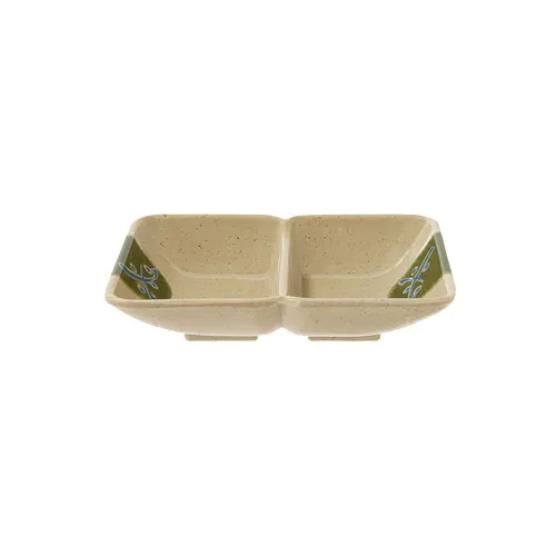 GET 037-TD Sauce Dish, 2‑Compartment 1 Oz Each, 4" x 3", Melamine, Dishwasher‑Safe - 1 Dozen