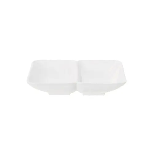 GET 037-W Hidden Treasures Sauce Dish, 2‑Compartment, 1 oz, 4" x 3", White Melamine NSF – 1 Dozen