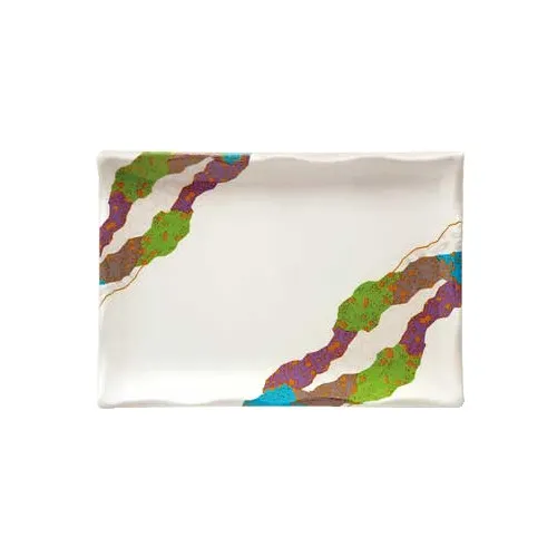 GET 142-24-CO Plate, 9-1/4" x 6-1/2" Rectangular‑Scalloped Melamine Designs Dishwasher Safe - Dozen