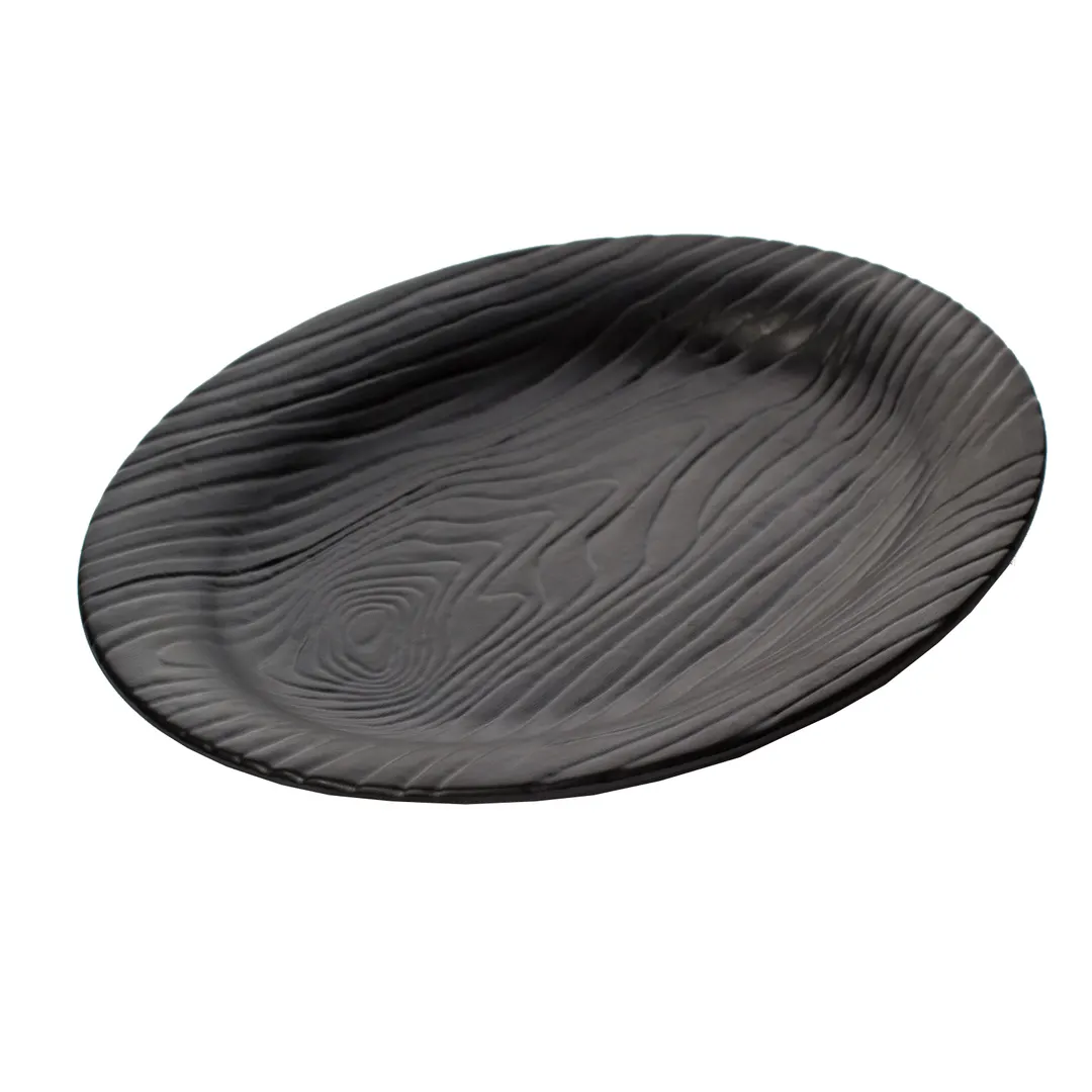 GET 15003265001 Cheforward Sustain Rim Platter - 14" Round, Black Melamine, Dishwasher Safe, BPA Free