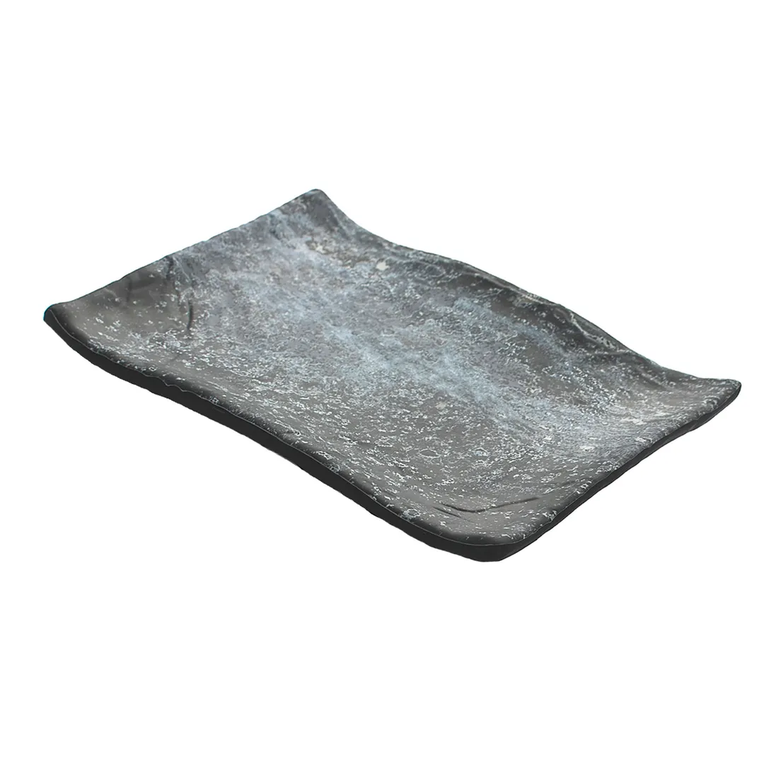 GET 15005064007 Cheforward Platter, 11"L x 7-1/2"W x 1-3/10"H, Rectangular Melamine Pewter Gray