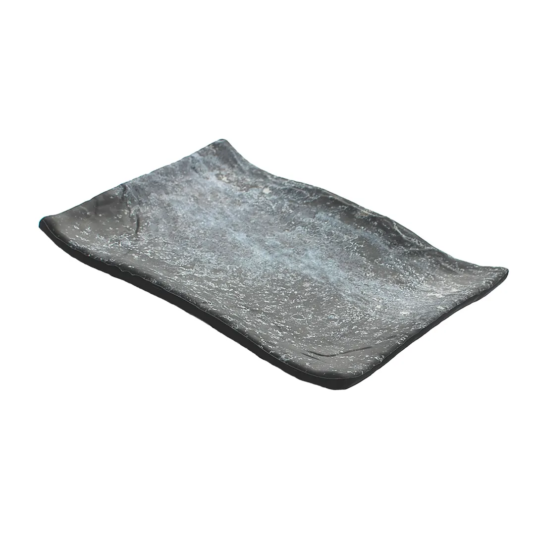 GET 15005065007 Endure Platter, 15-7/10" L x 10-9/10" W x 1-2/5" H, Pewter, BPA‑Free Melamine