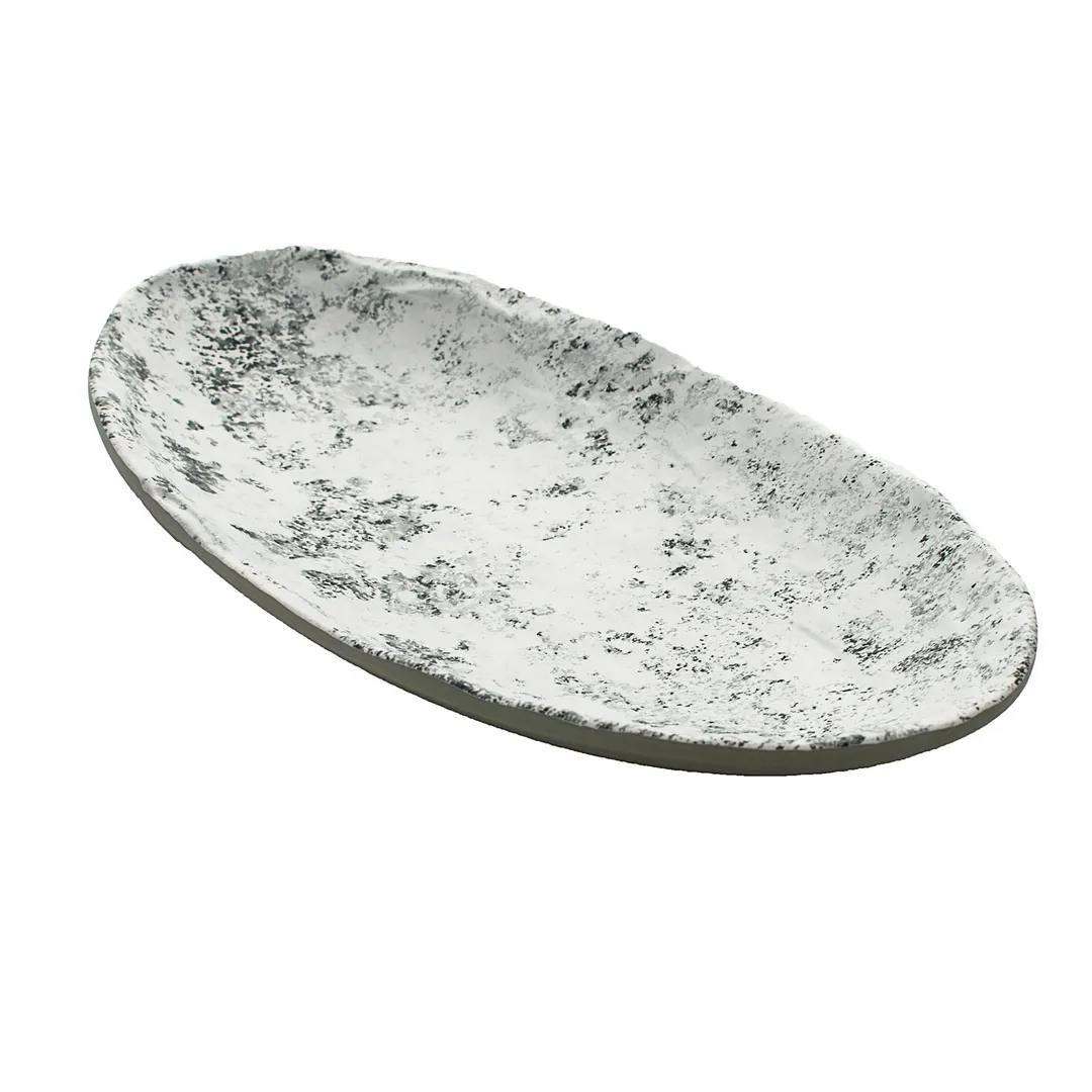 Get 15005083006 Cheforward Endure Plate, 10-1/4"L x 6-1/10"W x 1-3/5"H, Medium, Oval, Melamine, Gray
