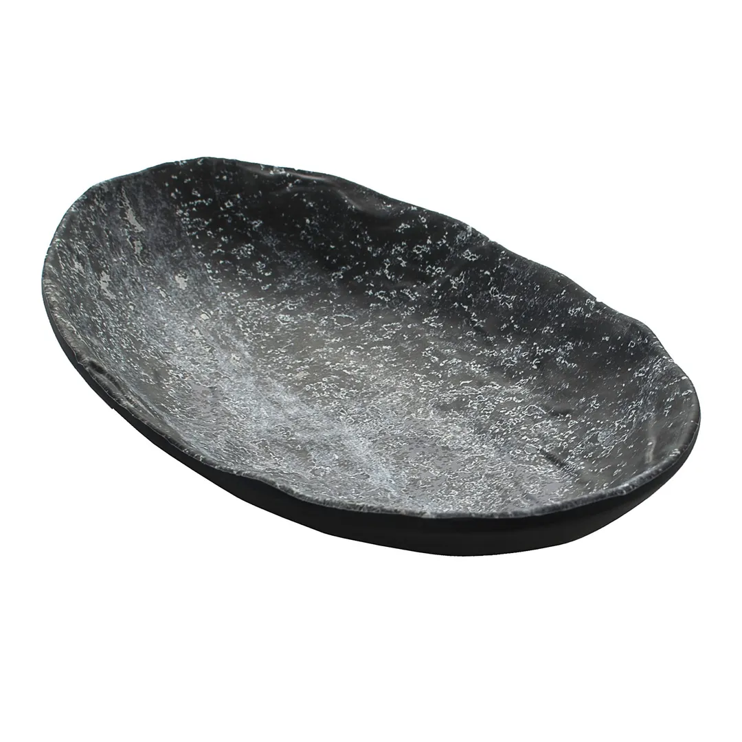 Get 15005083007 Cheforward Plate, 10 1/4"L x 6 1/10"W x 1 3/5"H, Oval, Melamine, Weathered Pewter