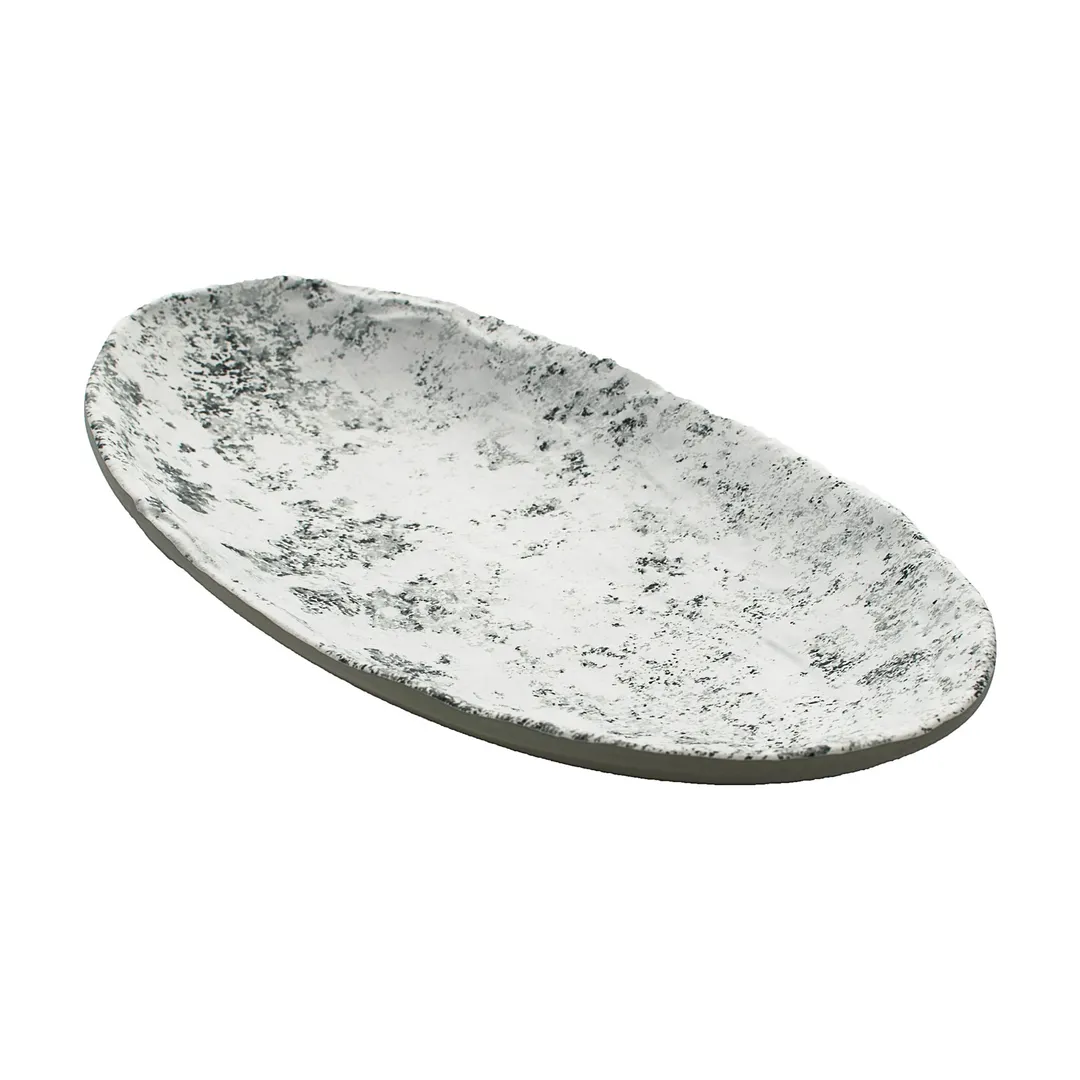 GET 15005085006 Cheforward Endure Plate, Large Oval 12-2/5"L x 7"W x 1-3/5"H, Melamine, Grays