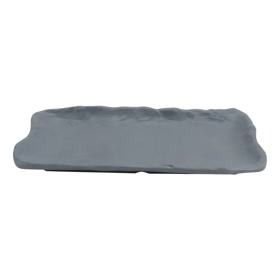GET 15005101005 Endure Plate, Oblong, 9-1/10"L x 4-3/10"W x 1"H, Melamine, Weathered Onyx, Gray