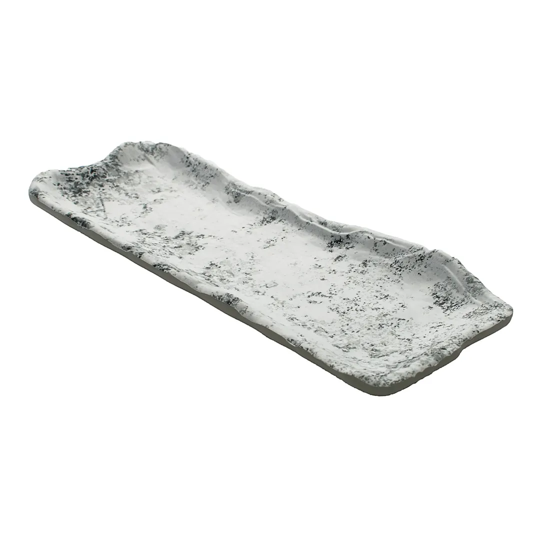 GET 15005103006 Cheforward Endure Plate, Large Oblong 11-4/5"L x 4-9/10"W x 1-1/10"H, Melamine, Gray