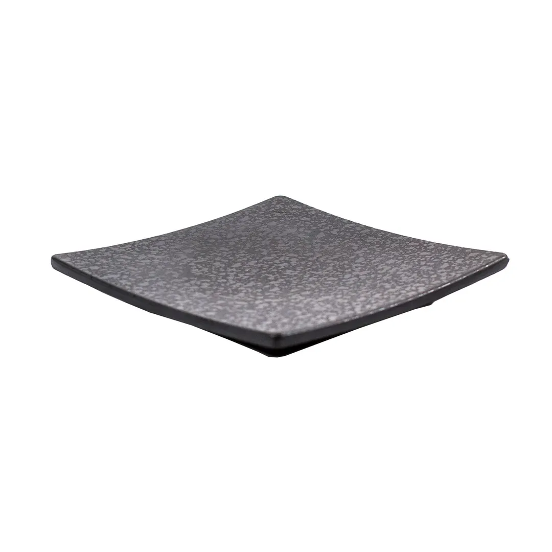 Get 15018121024 Cheforward Rainex Plate, 6"L x 6"W x 4/5"H, Square, Melamine, Black