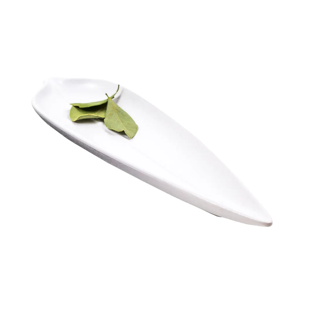 GET 15018131025 Cheforward Rainex Leaf Platter, 14"L x 3.9"W x 1.1"H, Melamine, White