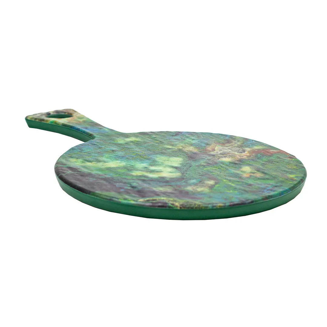GET 15019052037 Cheforward Lapis Board, 15-1/4"L x 9-3/5"W x 1/2"H, Round Melamine with Handle