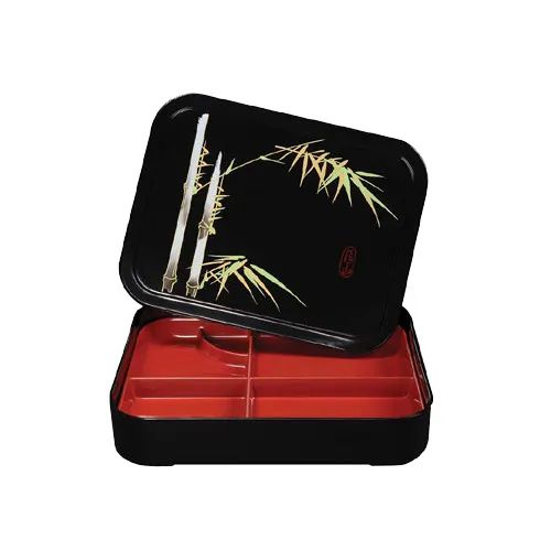 GET 171-F Fuji™ 5-Compartment Bento Box Cover/Tray,10-3/4"x8-1/4"x2-1/4" ABS,Dishwasher Safe-1 Dozen