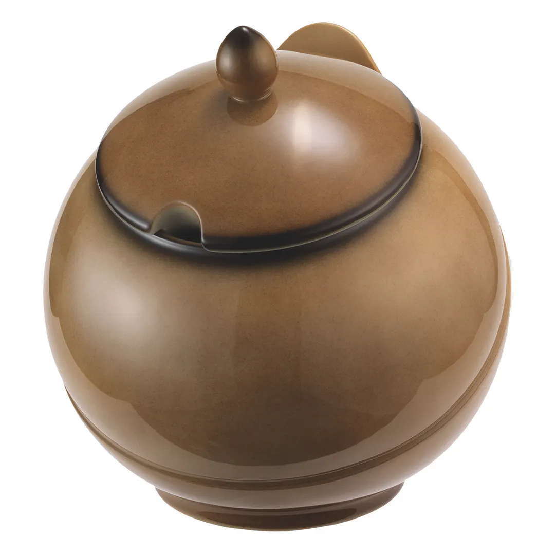 GET 2757354 Frilich Round China Bowl with Lid, 3.7 Qt (8‑7/10" Dia × 10‑1/5" H), Caramel